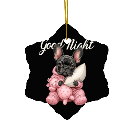 Cute Good Night French Bulldog Pajamas Ceramic Ornaments