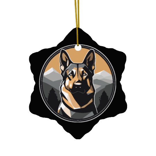 German Shepherd in Nature Ceramic Ornaments