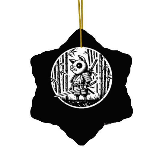 Pig Samurai in Bamboo Forest Ceramic Ornaments