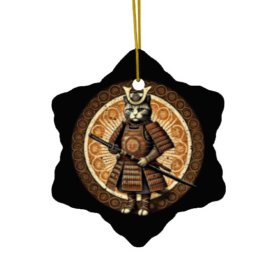 Japanese Samurai Cat Tattoo Kawaii Cat Art Anime Ceramic Ornaments