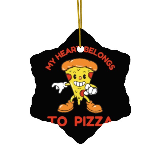 my heart belongs to pizza Valentine's Day Pizza Ceramic Ornaments