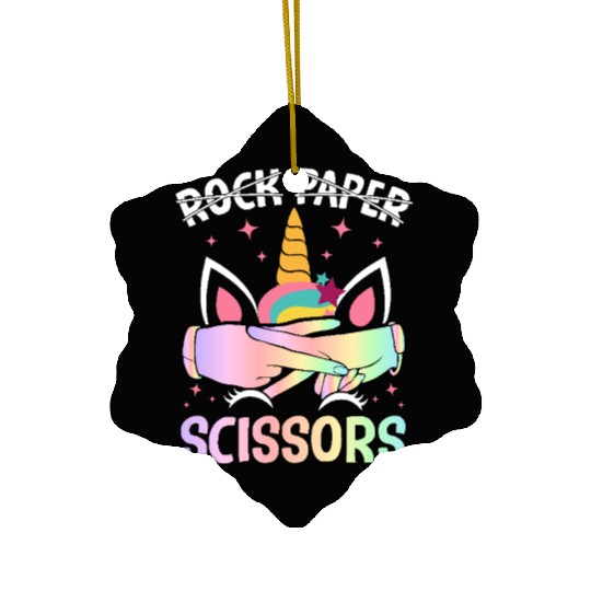 Funny Lesbian Pride LGBTQ Rock Paper Scissors Ceramic Ornaments