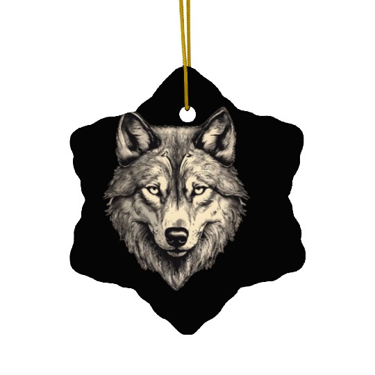 Wolf head 2 Ceramic Ornaments