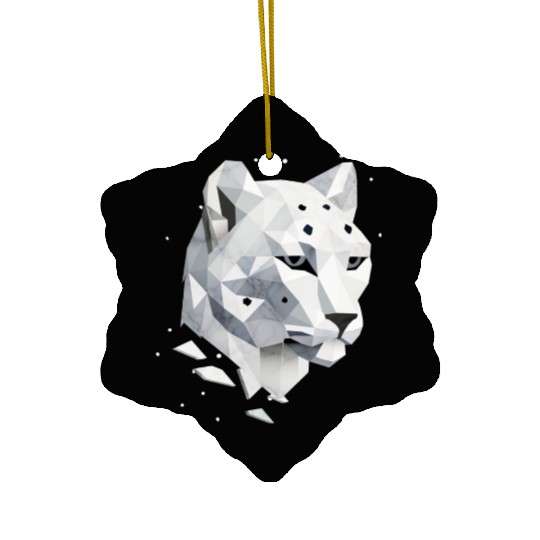 Geometric Snow Leopard - Elegance of the Wild Ceramic Ornaments