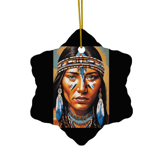Native American woman Ceramic Ornaments