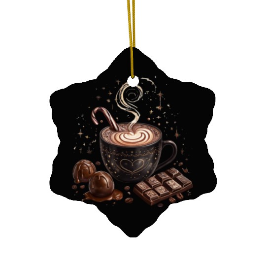 Cozy Hot Chocolate with Sweet Treats Ceramic Ornaments