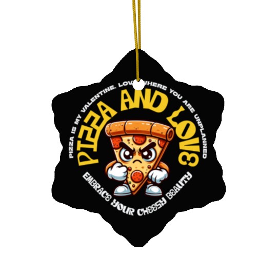 Pizza is my valentines Embrace Your Cheesy Beauty Ceramic Ornaments
