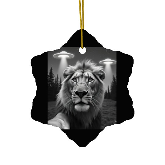 UFO Funny Lion Ceramic Ornaments