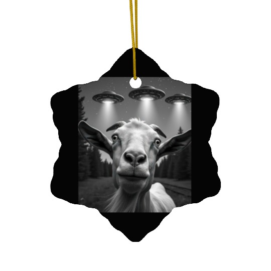 UFO Funny Goat Ceramic Ornaments