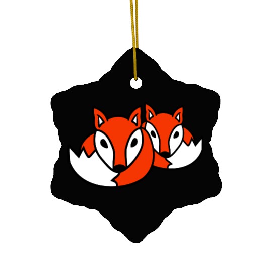 2 Foxes Friends Red Fox Two Wild Animals Team Crew Ceramic Ornaments