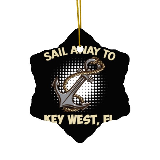 Florida Keys SAIL AWAY TO KEY-WEST Sailing Outfit Ceramic Ornaments