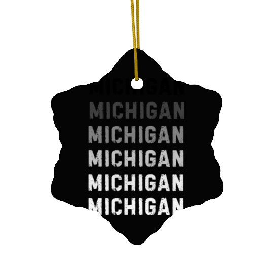 MICHIGAN US State Black and White Simple Design Ceramic Ornaments
