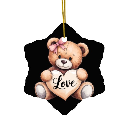 Valentines Teddy Bear Love Love Bear Bear Hug Cudd Ceramic Ornaments
