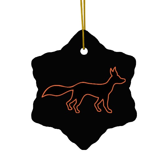 Red Fox Wild Animal Silhouette Outline Cool Logo Ceramic Ornaments