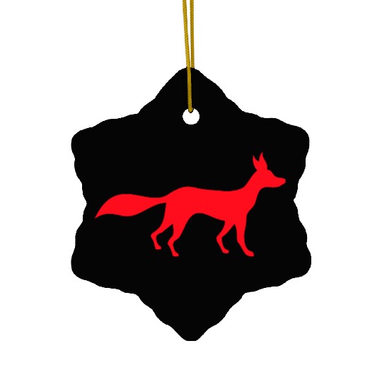 Red Fox Wild Animal Silhouette Outline Cool Logo Ceramic Ornaments