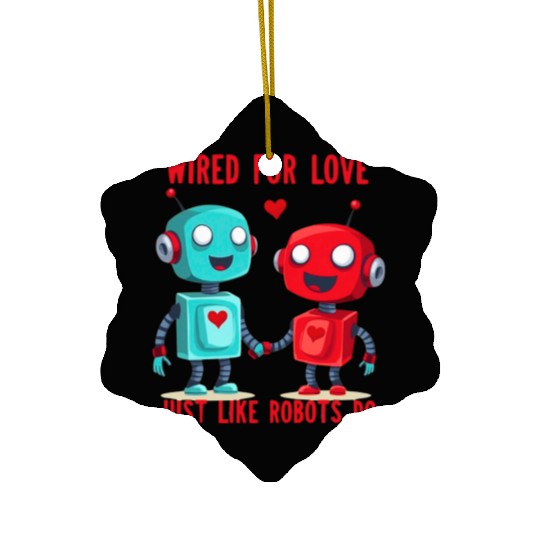 Valentine's Day Gift: Two Robots in Love on Bella Ceramic Ornaments
