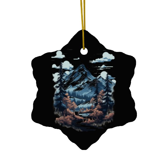 Midnight Mountain Serenity Ceramic Ornaments