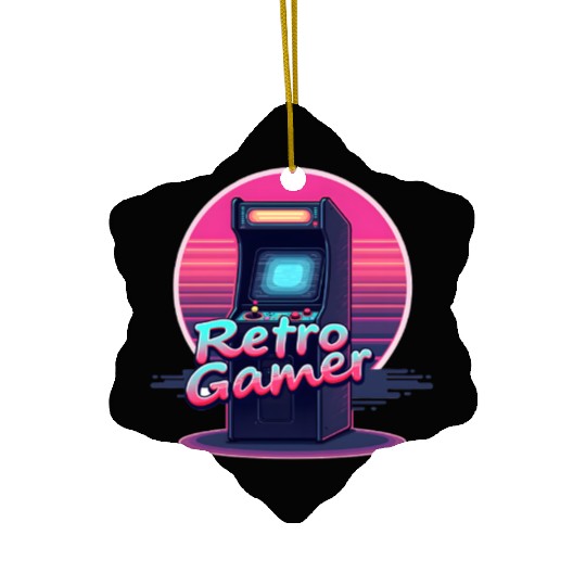 retro gamer in retro style oldschool gamer Ceramic Ornaments
