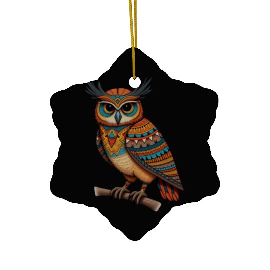 aztec owl funny owl design for bird lovers Ceramic Ornaments