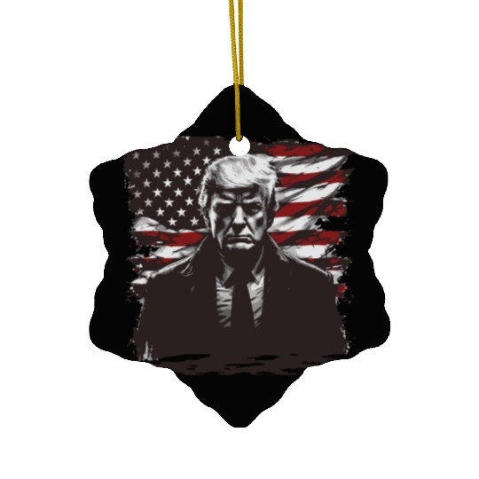 Patriotic donald Trump–Bold & Gritty American Art Ceramic Ornaments