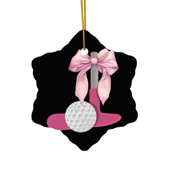 Coquette Bow Mini Golf Golfer Mothers Day Ceramic Ornaments