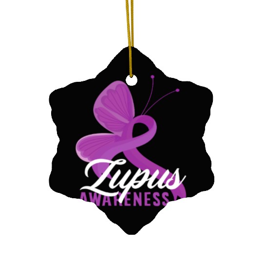 Lupus Awareness Butterfly Embrace Ceramic Ornaments