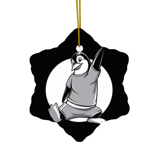 Fitness Penguin Stretch Workout Fun Ceramic Ornaments