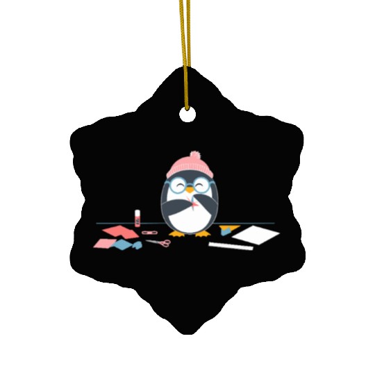 Crafting Hobby Penguin with Scissors Relaxation Ceramic Ornaments