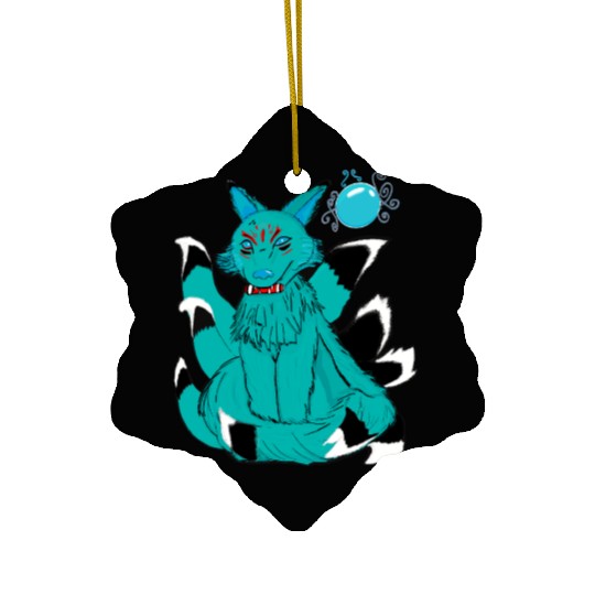 Kyūbi no kitsune or Nine Tailed Fox Ceramic Ornaments