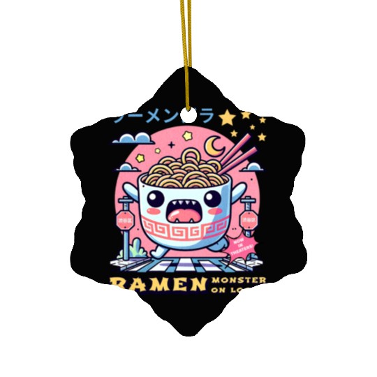 Ramenzilla Cute Kawaii Ramen Monster Ceramic Ornaments