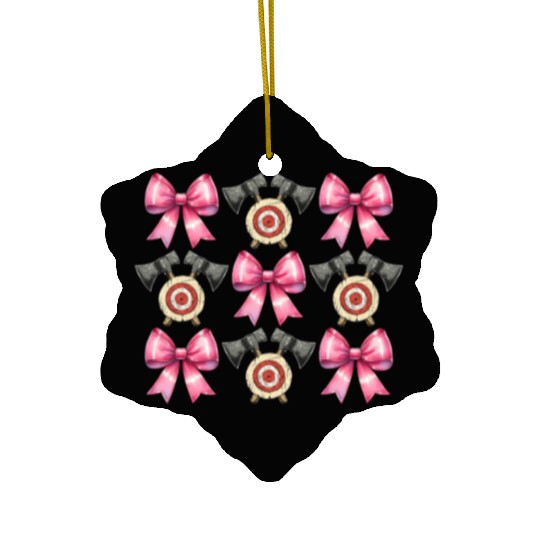 Coquette Bow Axe Throwing Axe Thrower Mothers Day Ceramic Ornaments