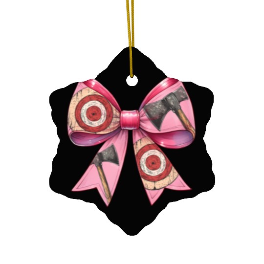 Coquette Bow Axe Throwing Axe Thrower Mothers Day Ceramic Ornaments