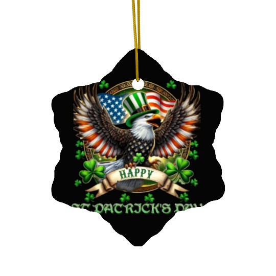 Happy St. Patricks Day Eagle With Shamrock And Ceramic Ornaments