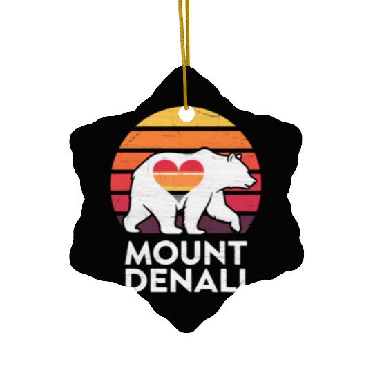 Vintage Bear Mount Denali Sunset Wilderness Ceramic Ornaments