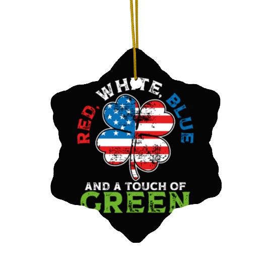 Red White Blue and a Touch of Green Irish USA Ceramic Ornaments