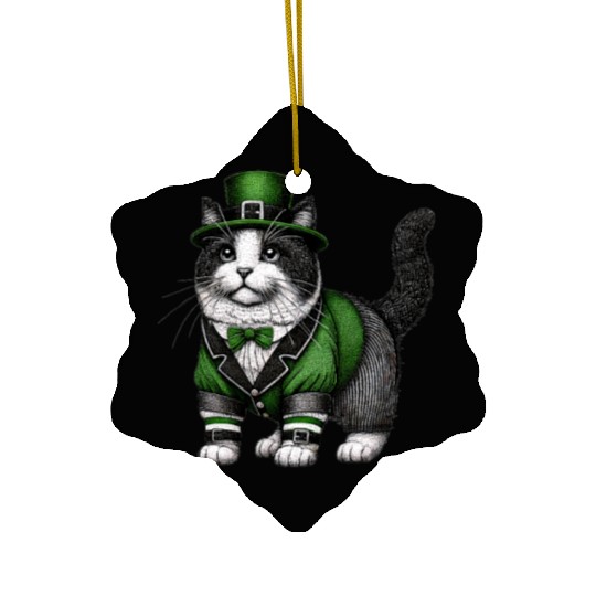 Lucky Cat in Green - St. Patrick’s Day Ceramic Ornaments