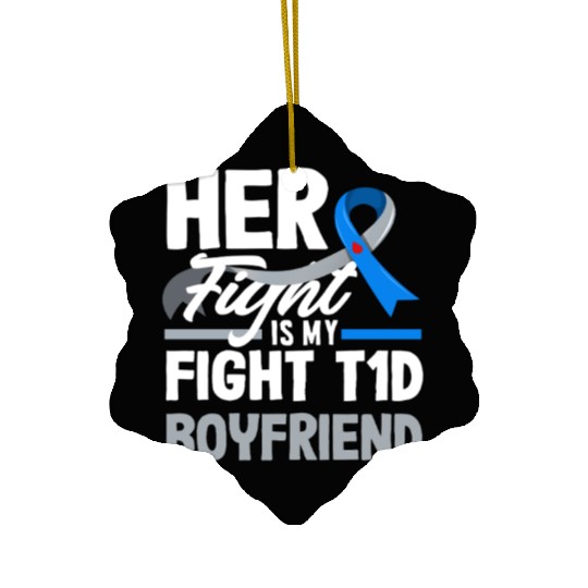 Diabetes Type 1 Awareness Her Fight My Fight T1D Ceramic Ornaments