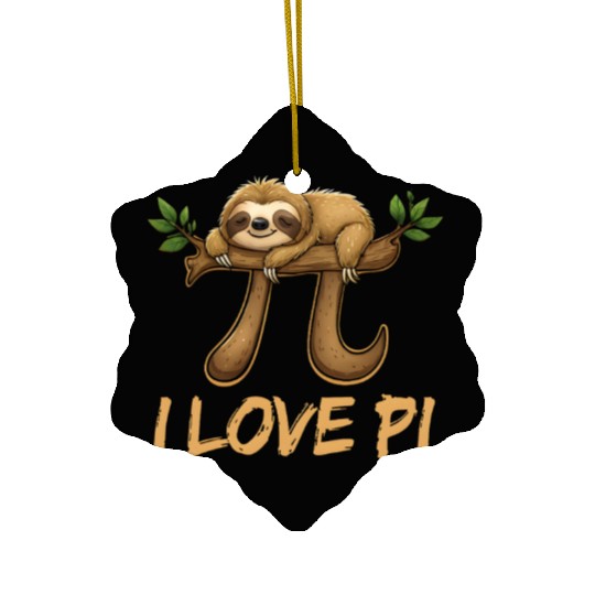 I Love Pi Cute Sloth Math Lover Pi Day Ceramic Ornaments