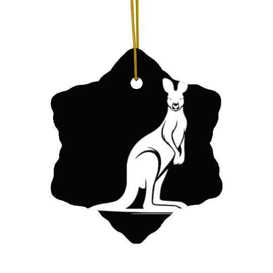 Wild Animal Silhouette With Typical Kangaroo Pose Ceramic Ornaments