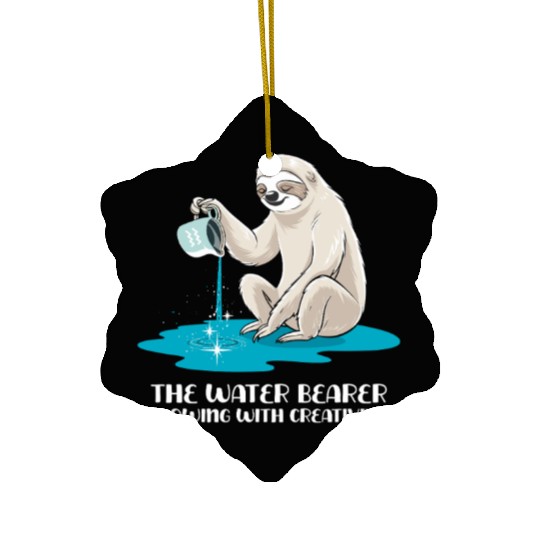 Aquarius Zodiac Sloth: The Water Bearer Flowing Ceramic Ornaments