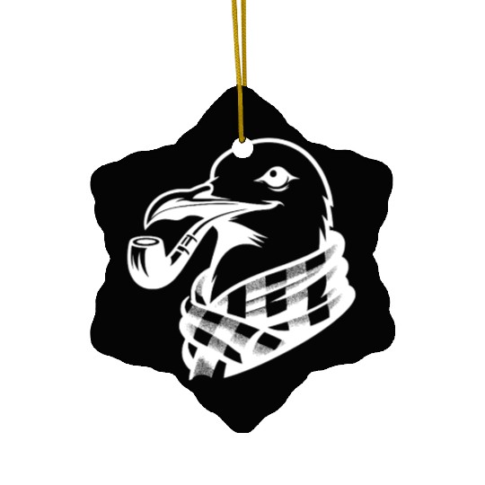 Pipe-diving Seafarer Seagull As A Coastal Motif Ceramic Ornaments