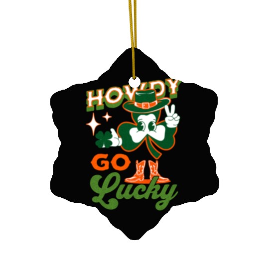 Howdy Go Lucky Saint Patrick's Day Retro Shamrock Ceramic Ornaments