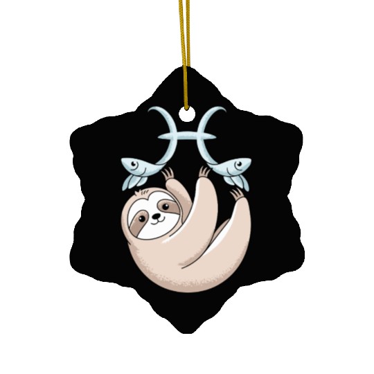 Pisces Zodiac Sloth Embracing Your Cosmic Calm Ceramic Ornaments