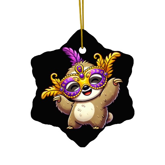Mardi Gras Sloth Mask Carnival Costume Ceramic Ornaments