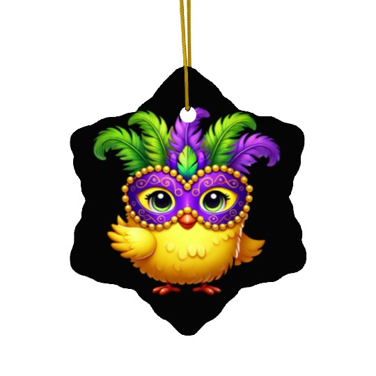 Mardi Gras Chicken Chick Mask Carnival Costume Ceramic Ornaments
