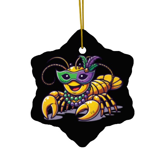 Mardi Gras Crawfish Beads Mask Fun Ceramic Ornaments