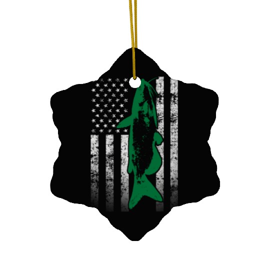 American Flag Fish Ceramic Ornaments