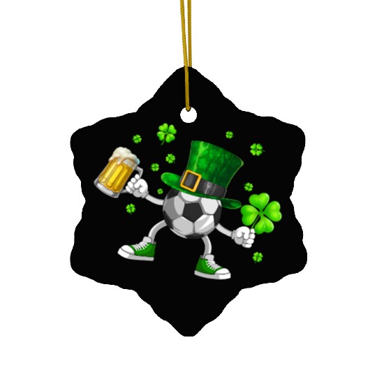Soccer Drinking Beer St Patrick's Day Ceramic Ornaments
