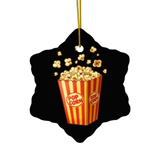 A popcorn box with little popcorn jumping out Ceramic Ornaments