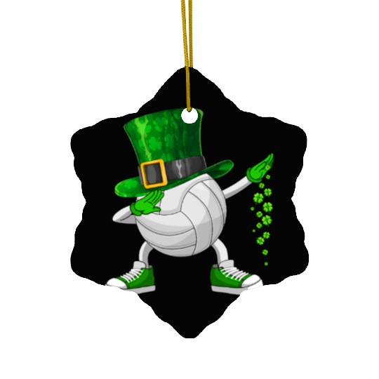 Funny Dabbing Shamrock Volleyball St Patrick's Day Ceramic Ornaments